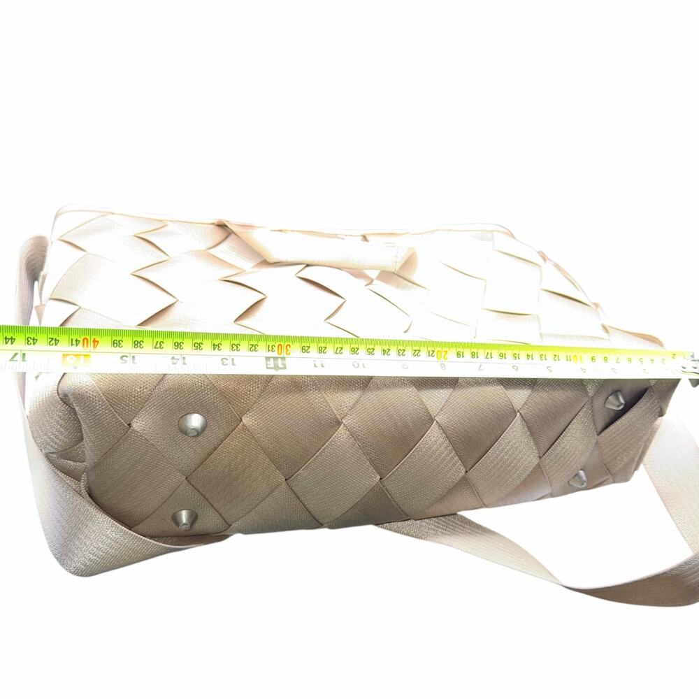 Maggie Bags Woven Seatbelt Laptop Tote Beige Crossbody Bag - Picture 12 of 14